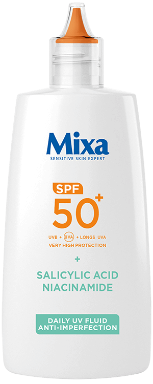 Mixa denný UV fluid proti nedokonalostiam s vysokou ochranou SPF 50+